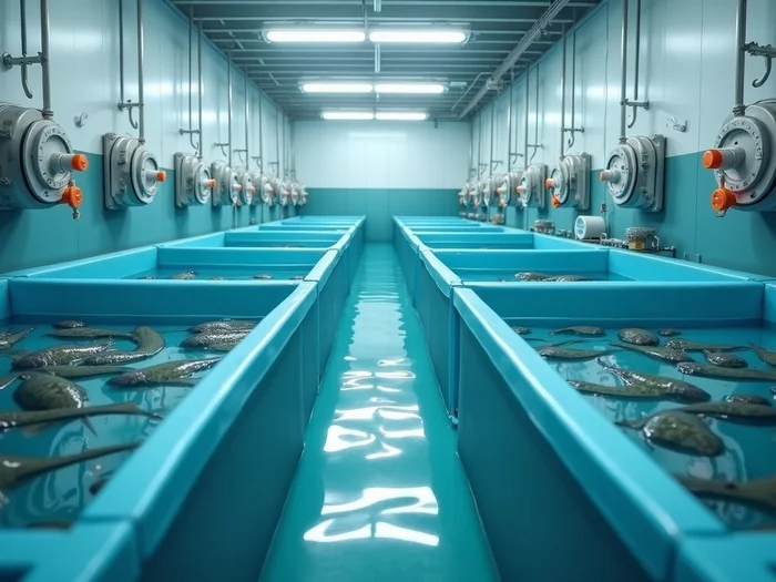 Quarantine facility with separate tanks for new African catfish stock