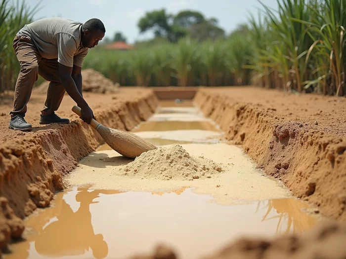 Applying bentonite clay to a commercial catfish pond bed