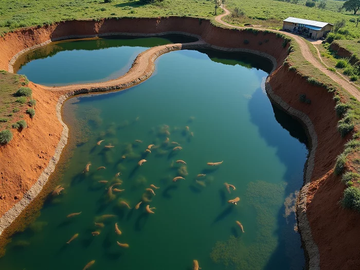 Well-managed commercial catfish grow-out pond in Africa