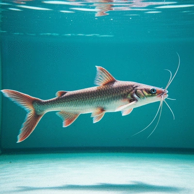 African catfish swimming in clear, clean water in a controlled aquaculture environment