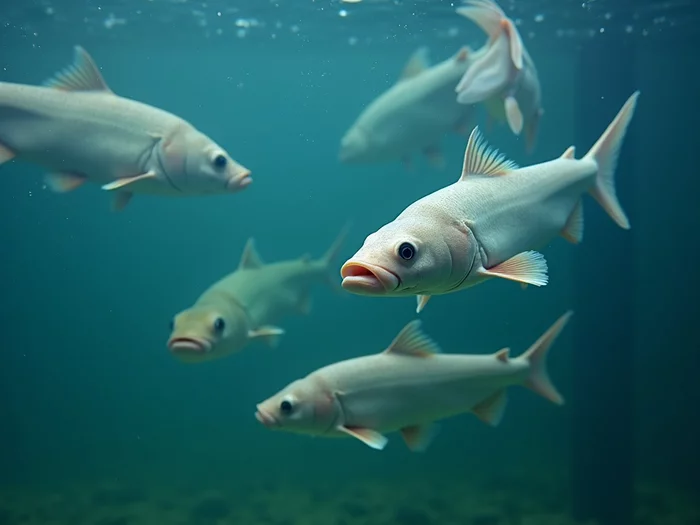 African catfish broodstock in a well-maintained commercial breeding tank, showing healthy fish ready for spawning