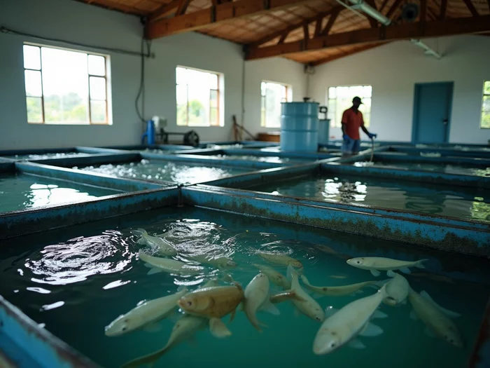 Commercial catfish quarantine facility with separate tanks and aeration systems