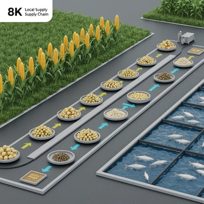 Diagram illustrating local supply chain for catfish feed