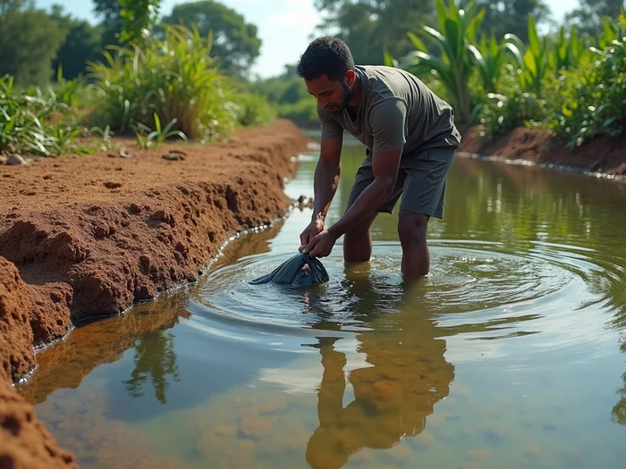 Installing Monk Structures for Catfish Pond Water Control